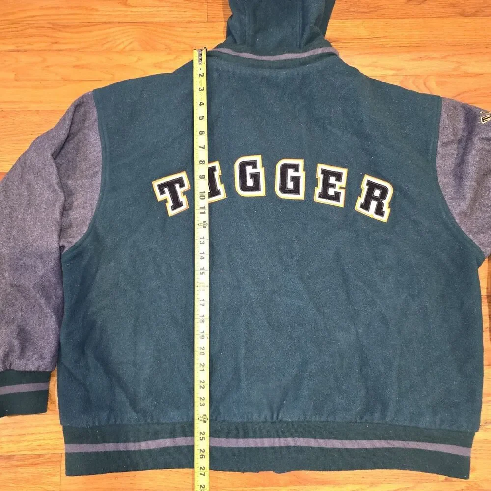Disney Tigger Jacket VTG Mens XL 90s Wool Varsity Bomber Winnie The Pooh Hooded